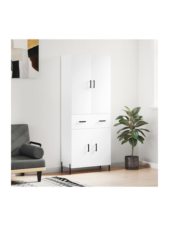 Ντουλάπα Γραφείου Ξύλινη Λευκό 69.5x34x180cm