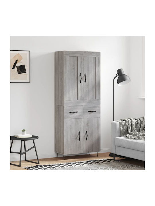 Office Storage Chipboard Closet Grey L69.5xW34xH180cm