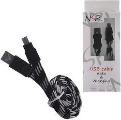 NSP 8135880 Flat Braided USB 2.0 Cabluri Micro USB 1m Negru