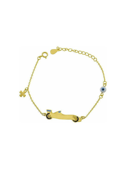 Slevori Kids Bracelet ID from Gold-plated Silver with Σταυρό