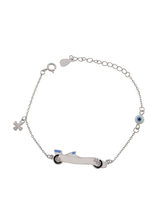 Slevori Kids Bracelet ID from Silver with Σταυρό