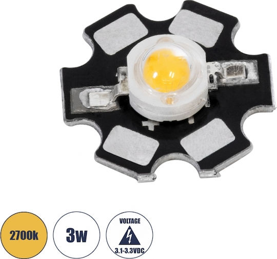 GloboStar LED Chip 3.2V 3W Θερμό Λευκό 1τμχ 73744