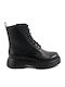 Leder Stiefeletten Damen Schwarz