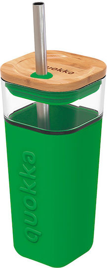 Quokka Ποτήρι από Γυαλί Πράσινο με Καλαμάκι 540ml 40061