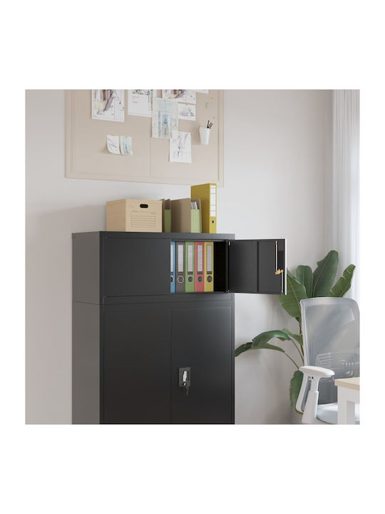 Office Storage Metal Closet with Lock Black L90xW40xH40cm