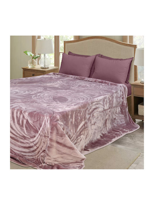 Lino Home Cobertor Emb Κουβέρτα Βελουτέ Μονή 160x220εκ. Lilac