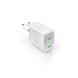 Puro Charger with Built-in Cable GaN with 2 USB-C Ports 35W Power Delivery Whites (PUFCMTCUSBCC35WGWHI)