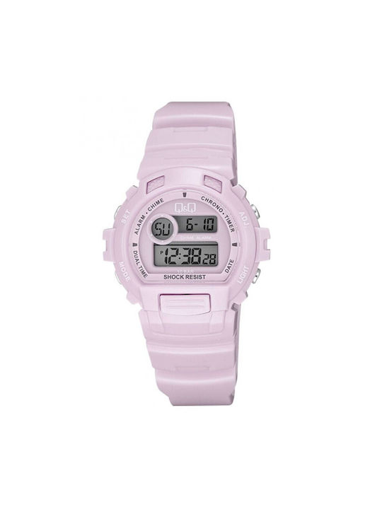 Q&Q Watch with Pink Rubber Strap