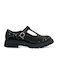 Kids Patent Leather Ballerinas with Adjustable Metal Clasp Black