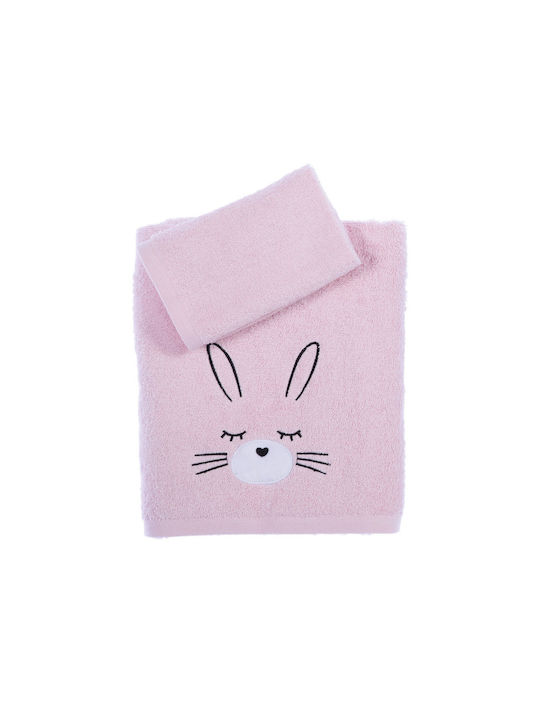 Nef-Nef Set of baby towels 2pcs I Love Bunnies Pink Weight 360gr/m²