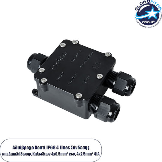 GloboStar Surface Mounted Electrical Box Branching Watertight IP68 in Black Color