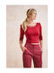 Adina Damen Bluse Langärmelig Rot