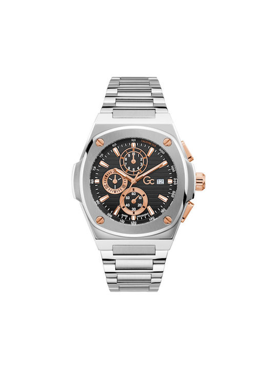 GC Watches Uhr Chronograph Batterie mit Silber Metallarmband