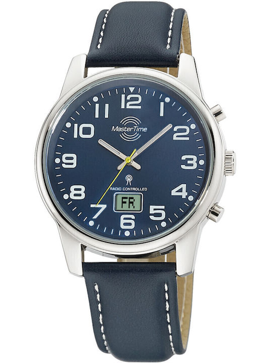 Master Time Ανδρικό Ρολόι 41mm Μπαταρίας με Ασημί Δερμάτινο Λουράκι