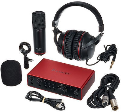 Focusrite Scarlett 2i2 Studio 4th Gen & Microphone & Headphones Външна професионална звукова карта Връзка USB към компютър