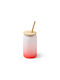 Glas Wasser aus Glas in Rot Farbe mit Strohhalm 350ml