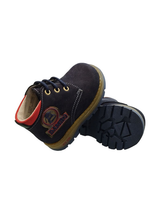 Fatsoules Kids Leather Anatomic Boots with Lace Navy Blue