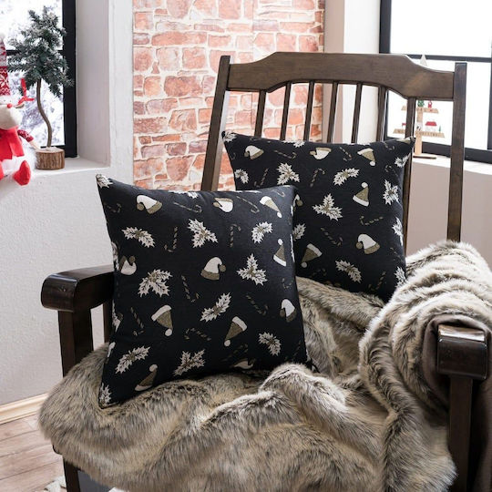 Teoran Christmas Decorative Square Pillowcase Black 45x45cm