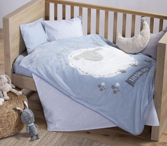 Nef-Nef Homeware Κουβέρτα Αγκαλιάς & Λίκνου Sweet Βελουτέ Γαλάζια 75x100εκ.