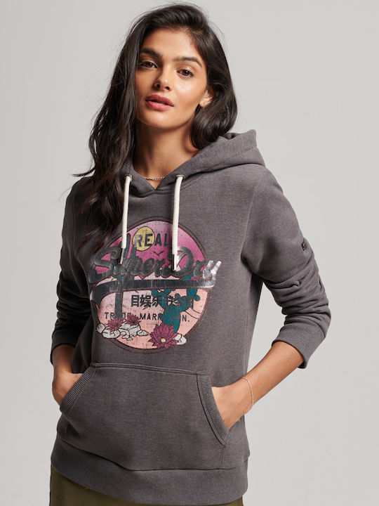 Superdry Vintage Vl Narrative Women's Hooded Sweatshirt Gray