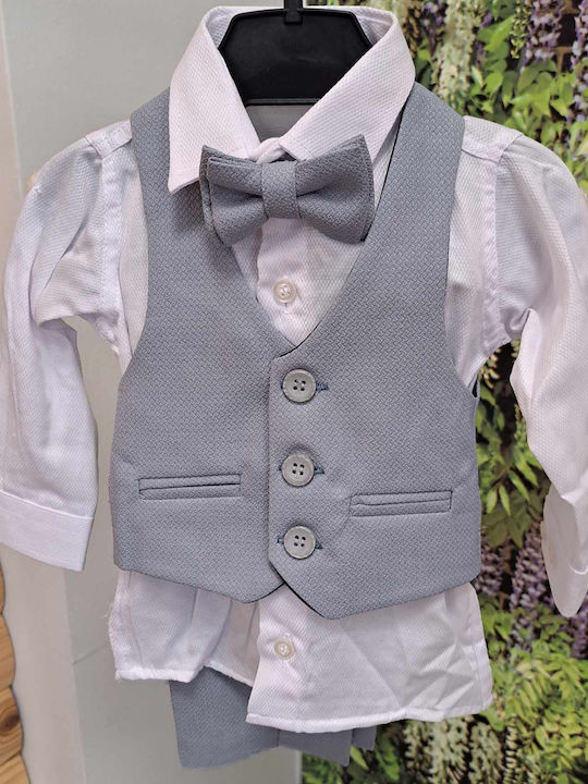 Extan Bebe Βαπτιστικό Κοστούμι για Αγόρι Γκρι