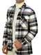 Langärmeliges Flanell Overshirt in Normale Passform Grau