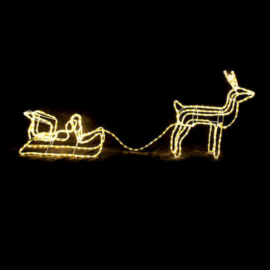 Aca Christmas Plastic Rope Light in Shape Sleigh White Reindeer With Sleigh