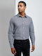 Long-sleeved Cotton Shirt Checked Navy Blue
