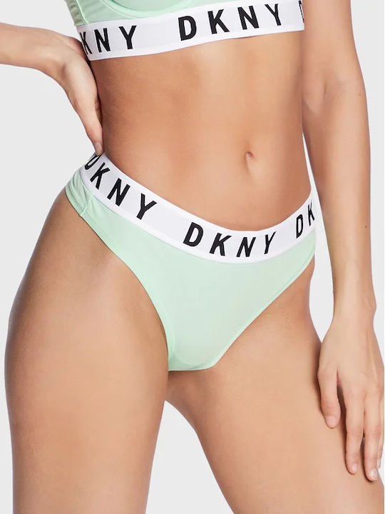 DKNY Βαμβακερό Γυναικείο String Πράσινο