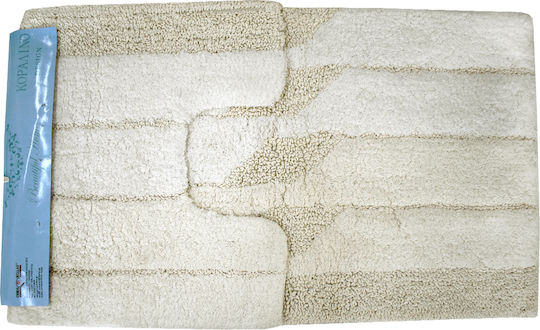 Chios Hellas Set Badematten Baumwolle Toilette Korallin 43160ΜΖ Beige 2Stück