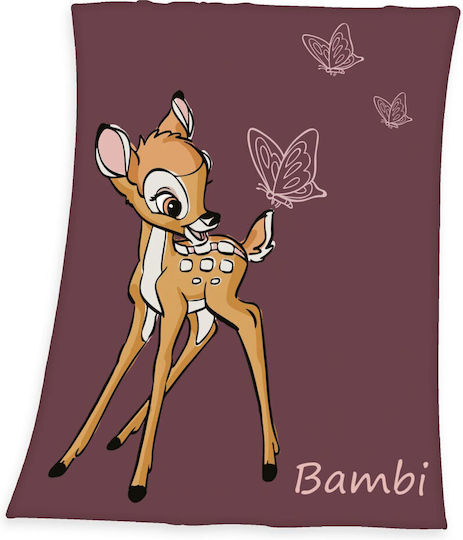 Disney Κουβέρτα Αγκαλιάς & Λίκνου Bambi Fleece Μπορντό 75x100εκ.