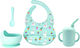 Queen Mother Feeding Set Llama made of Silicone with Non-Slip Base Turquoise 4pcs for 6+ months