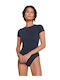 Lingerie Short Sleeve Bodysuit Navy Blue