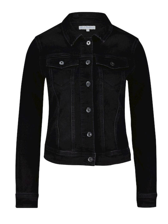 Red Button Denim Jacket Black
