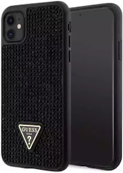 Guess Rhinestones Triangle Umschlag Rückseite Metallisch Schwarz (iPhone 11)