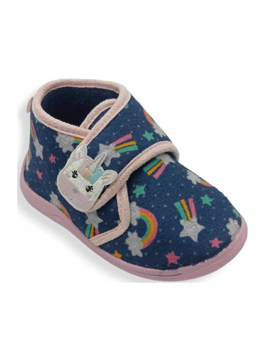 Giardino D'Oro Kids Slippers Boots Blue Rainbow