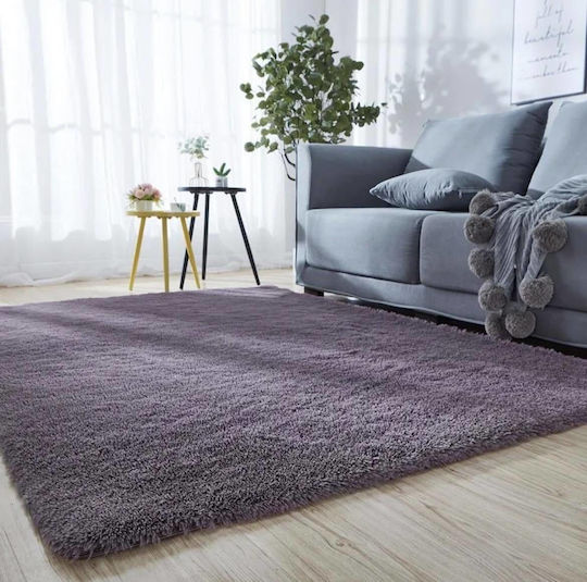 My Home Luxury Anti-slip Rug Rectangular Shaggy Furry Dark Gray