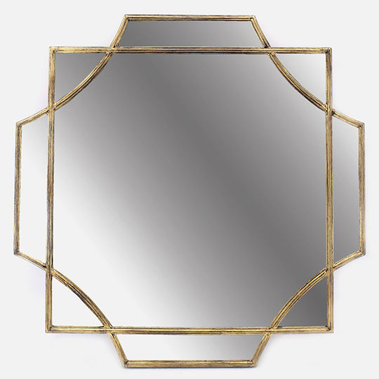 Zaros Wall Mirror with Gold Metallic Frame 80x80cm 1pcs