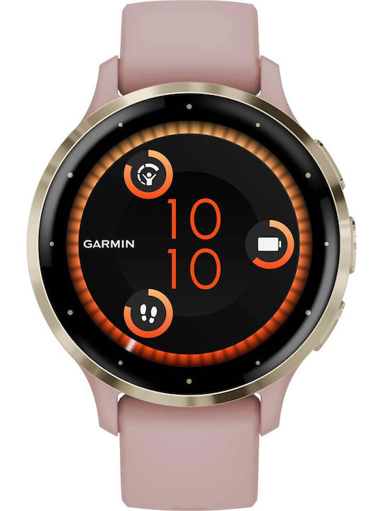 Garmin Venu 3S 41mm Waterproof Smartwatch with Heart Rate Monitor (Soft Gold Stainless Steel Bezel with Dust Rose Case and Silicone Band)