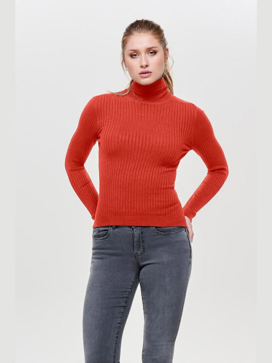 Only Women's Long Sleeve Pullover Turtleneck Tigerlily