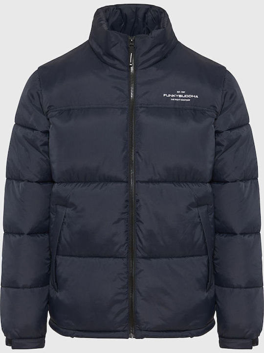 Funky Buddha Χειμωνιάτικο Μπουφάν Puffer Navy Μπλε