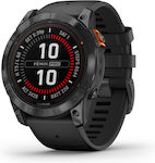 Garmin Fenix 7X Pro Solar Неръждаема стомана 51мм Водоустойчив Смарт часовник с Пулсомер (Шистово сиво с черна лента)