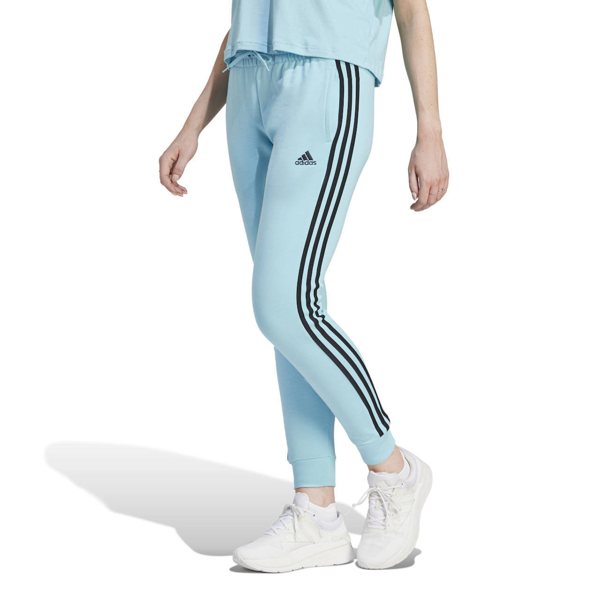 adidas Essentials 3-Stripes French Terry Cuffed Pants - Pink