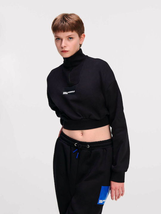 Karl Lagerfeld Women's Cropped Sweatshirt Black