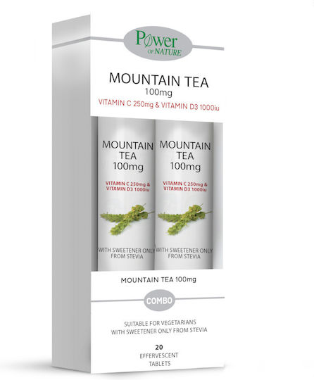 Power Health Mountain Tea Multivitamin für Energie, Stärkung des Immunsystems & die Knochengesundheit 100mg 2 x 10 Brausetabletten