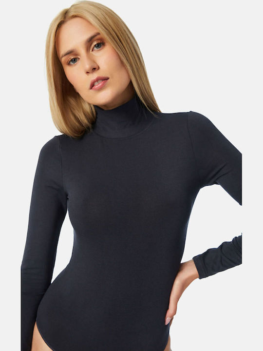 Minerva Frauen Bodysuit Rollkragen Marineblau