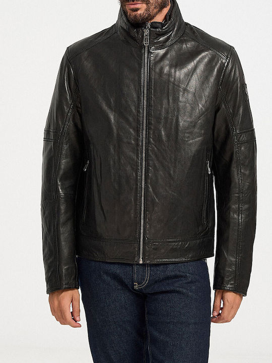 Milestone Men's Winter Leather Jacket Black