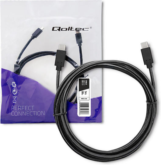 Qoltec USB 3.1 Cable USB-C male - USB-C PD Μαύρο 3m 52353