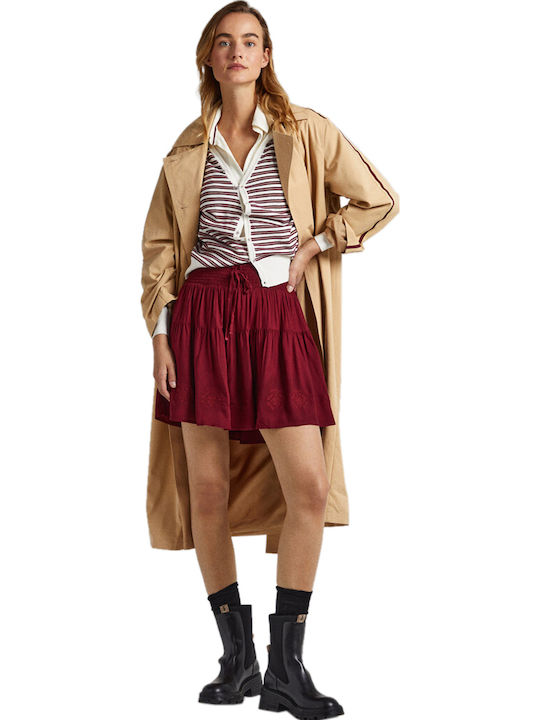 Francina Denim Mini Rock Burgundisch