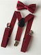 TakTakBaby Kids Suspenders Set with Tie with 3 Clips Burgundy